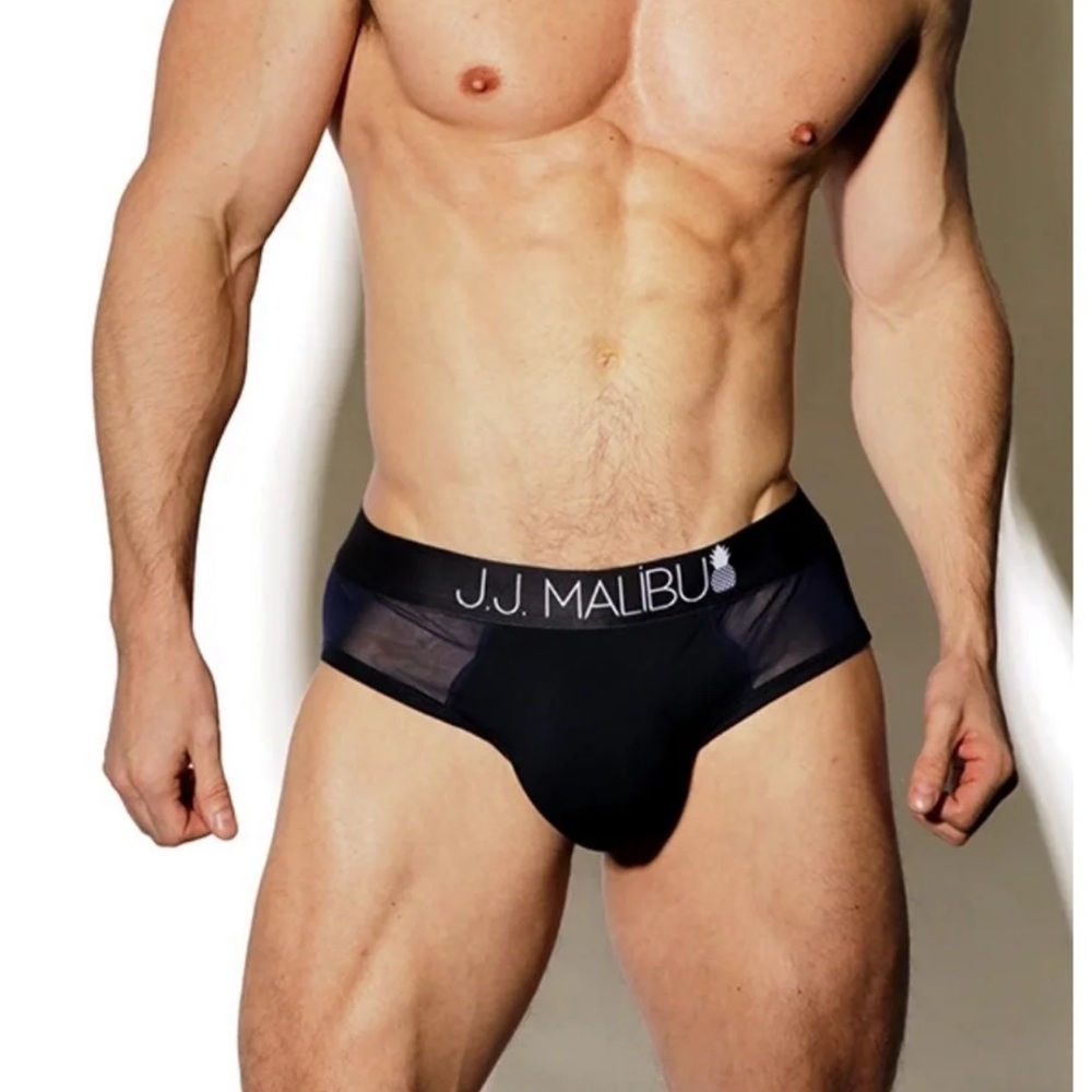 JJ MALIBU navy blue mesh brief jock